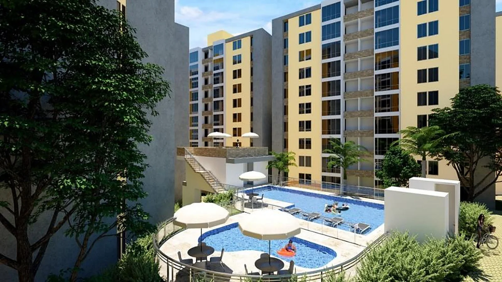 Render de las torres y zona social de Colina Campestre, proyecto dirigido por ENP